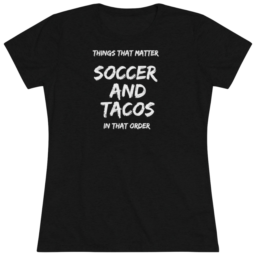 Women's Soccer and Tacos White Triblend Tee