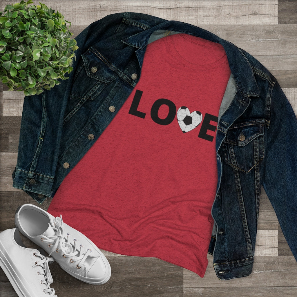 Women's Love Soccer Black Triblend Tee