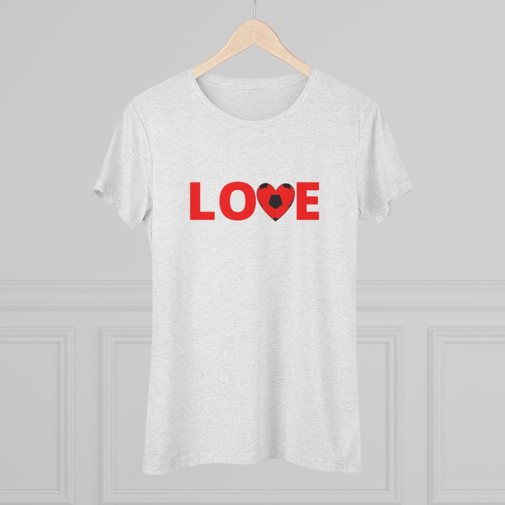 Women's Love Soccer White Triblend Tee