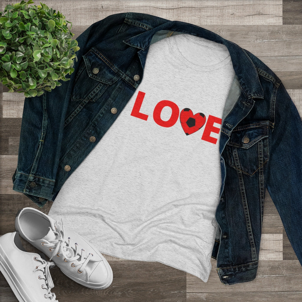 Women's Love Soccer White Triblend Tee