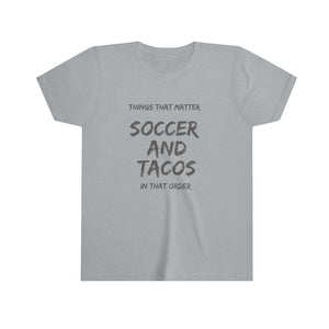 Girls Soccer + Tacos Dark Print Tee