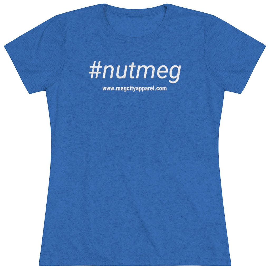 Women's #nutmeg White Tri-blend Tee