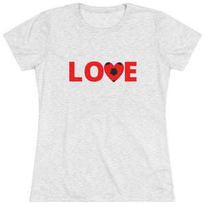 Women's Love Soccer White Triblend Tee